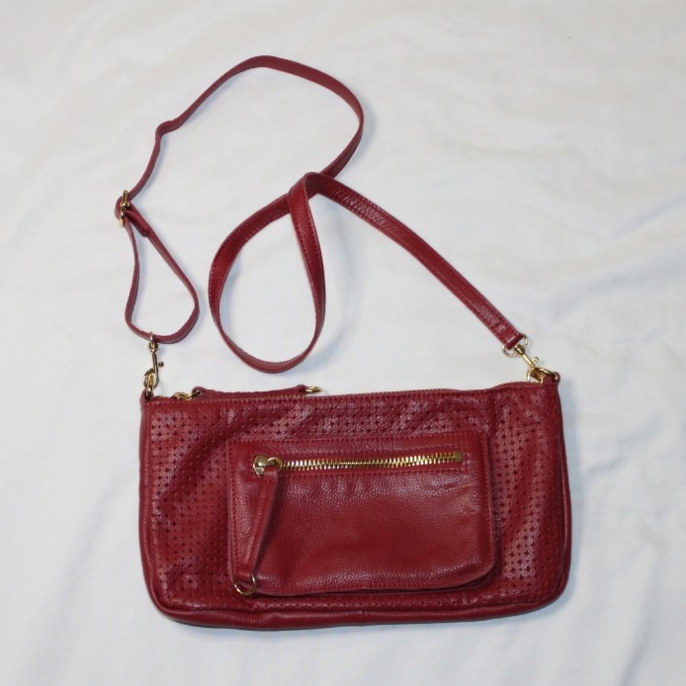 LP by Linea Pelle Leather Crossbody Bag Red